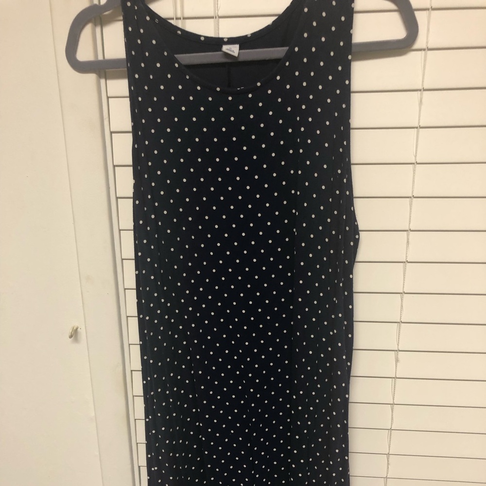 Old Navy dress that is blue with white polka dots, size XL